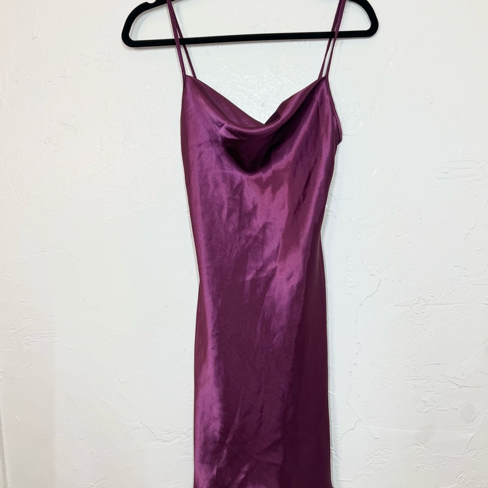 Bebe Purple Satin Silk Slip Dress